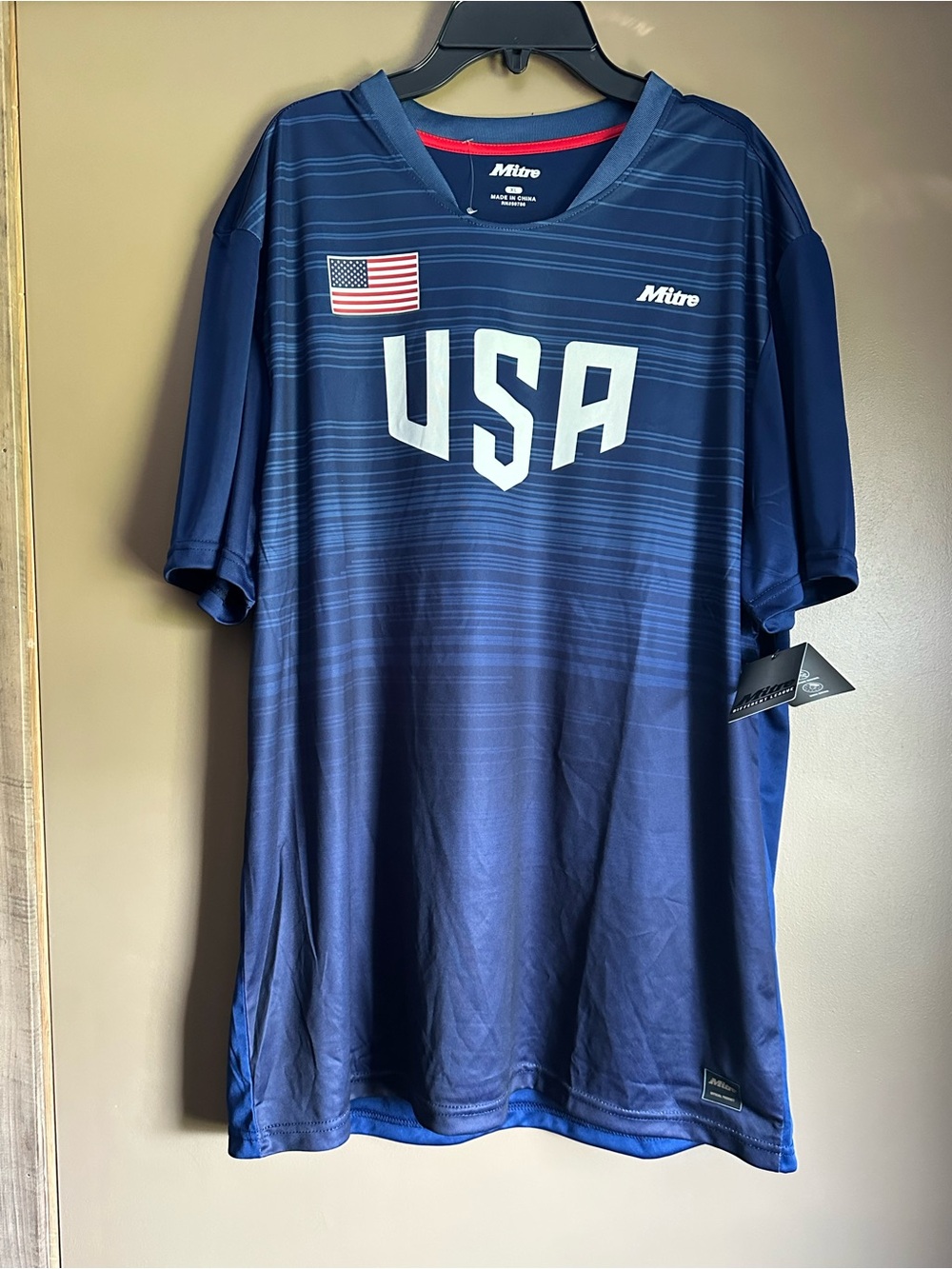 Mitre USA Soccer Jersey Mens XL Blue NWT Athletic Training Shirt MMT12000